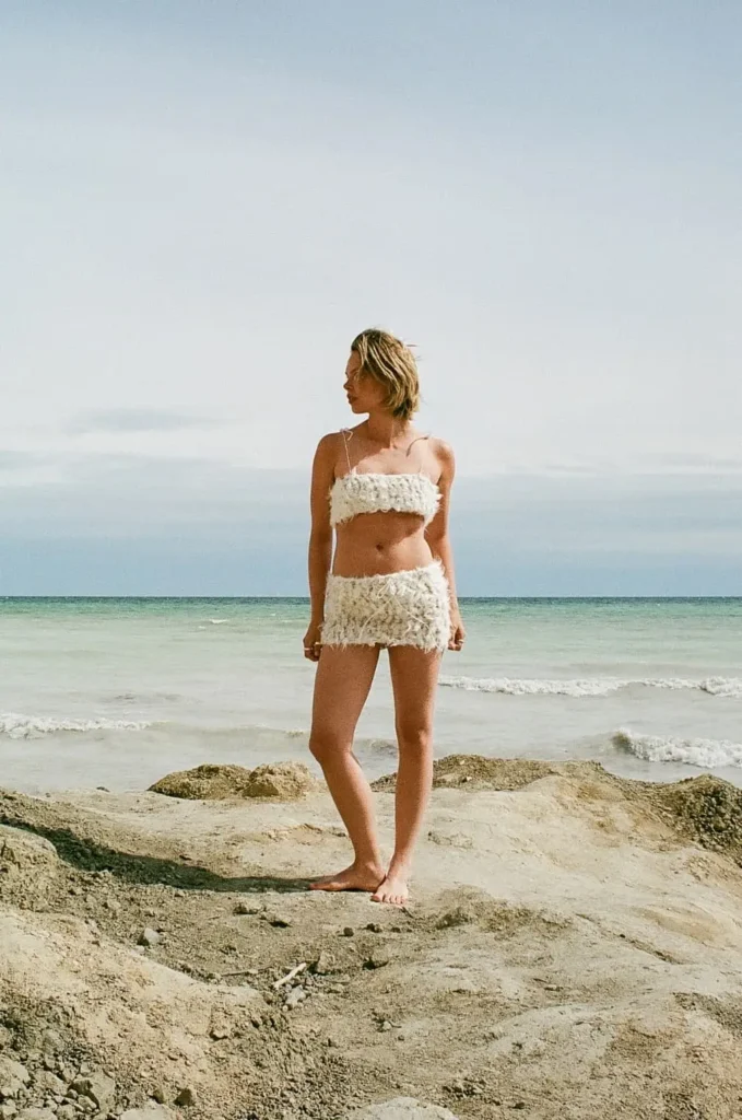 Angora rabbit wool handspun two piece Miniskirt and top